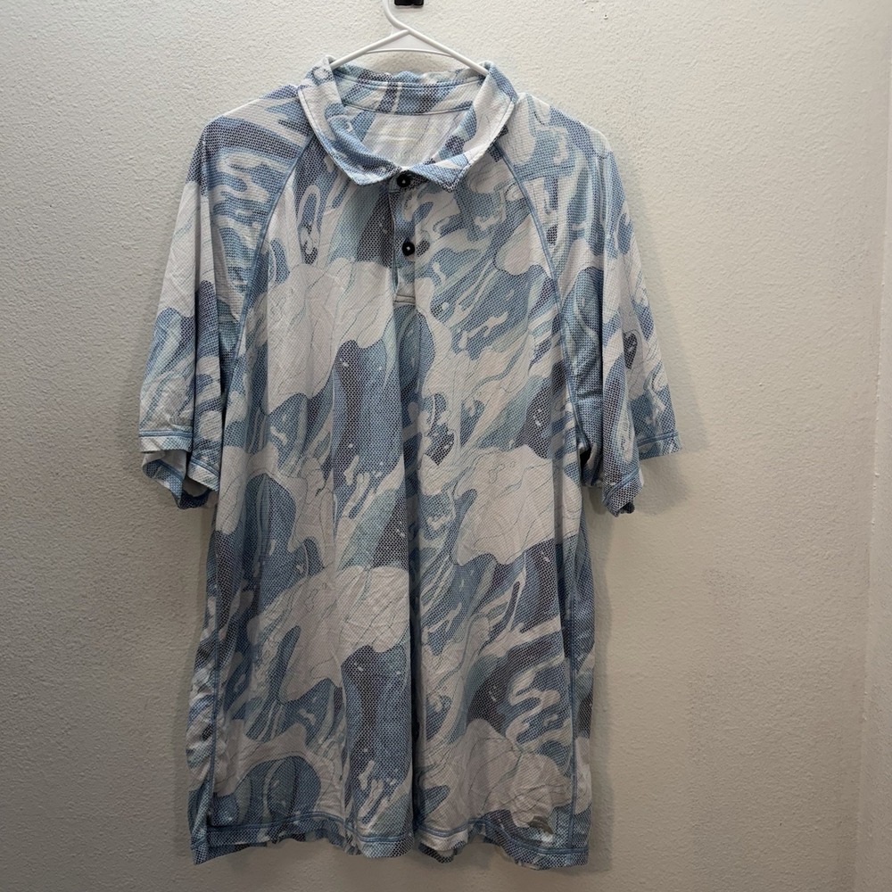 Tommy Bahama Polo Shirt Mens XXL 2XL Print Pattern Performance Golf Casual Tech